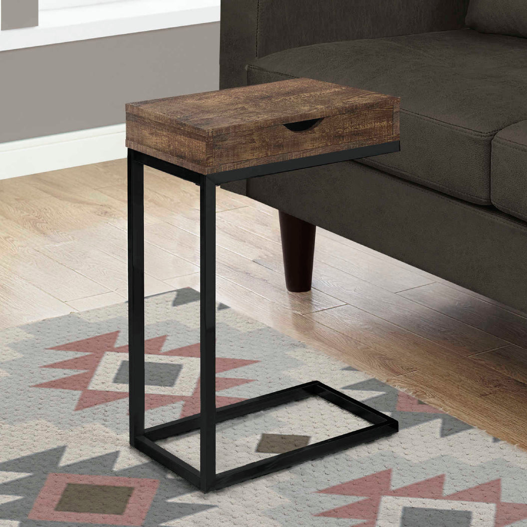 Table d'appoint en MDF/stratifié et métal noir avec 1 tiroir - I 3406-3407