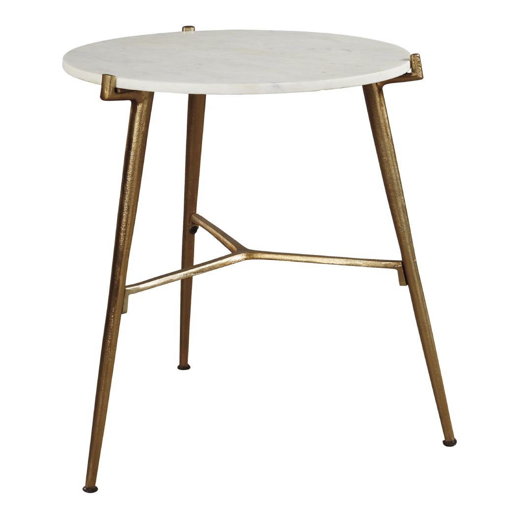 Table d'appoint ronde en marbre blanc - Chadton