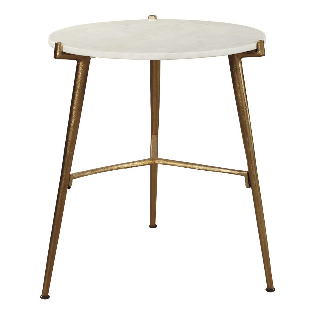 Table d'appoint ronde en marbre blanc - Chadton
