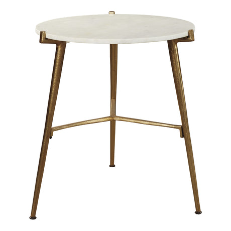 Table d'appoint ronde en marbre blanc - Chadton