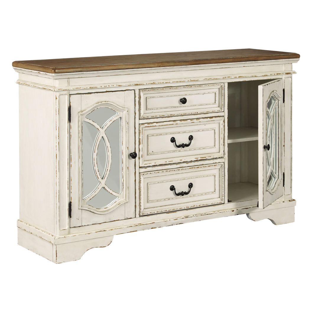 Buffet en bois/placage bicolore avec 2 portes et 3 tiroirs - Realyn