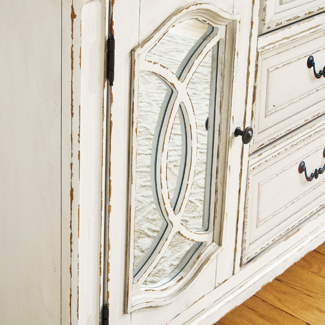 Buffet en bois/placage bicolore avec 2 portes et 3 tiroirs - Realyn