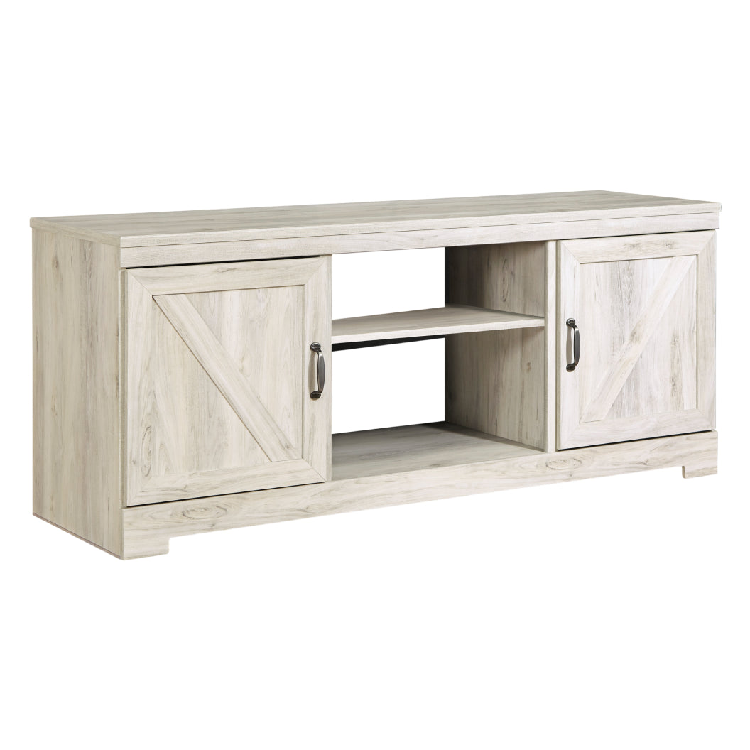 Meuble de télévision en bois/MDF blanc antique avec 2 portes - Bellaby