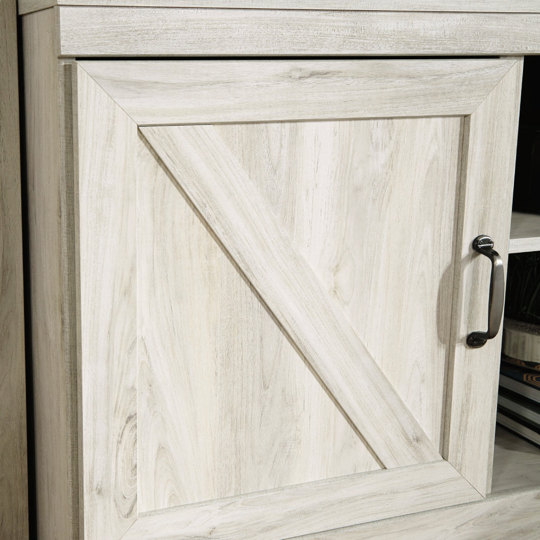 Meuble de télévision en bois/MDF blanc antique avec 2 portes - Bellaby