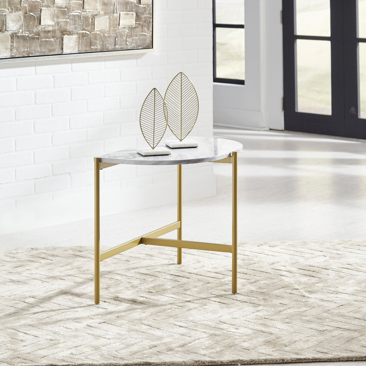 Table d'appoint en faux marbre blanc - Wynora