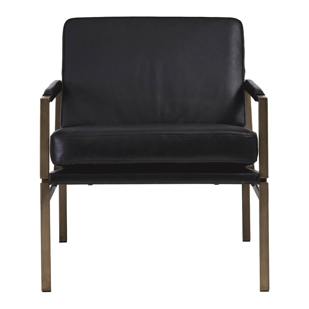 Chaise d'appoint en cuir noir - Puckman
