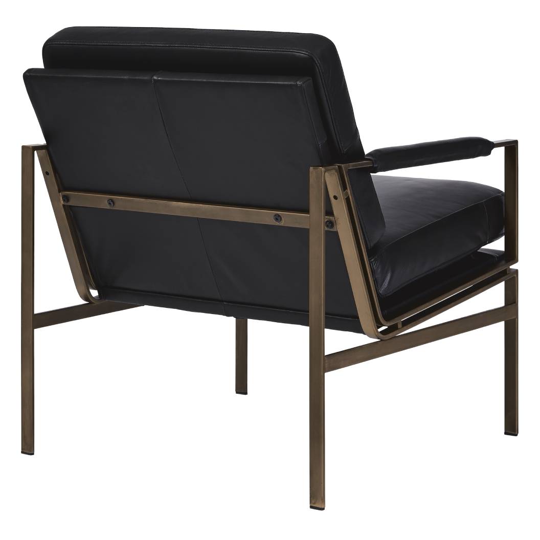 Chaise d'appoint en cuir noir - Puckman