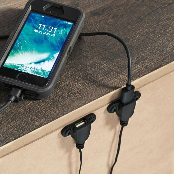 Table de chevet à 2 tiroirs en bois/placage gris rustique - Wynnlow