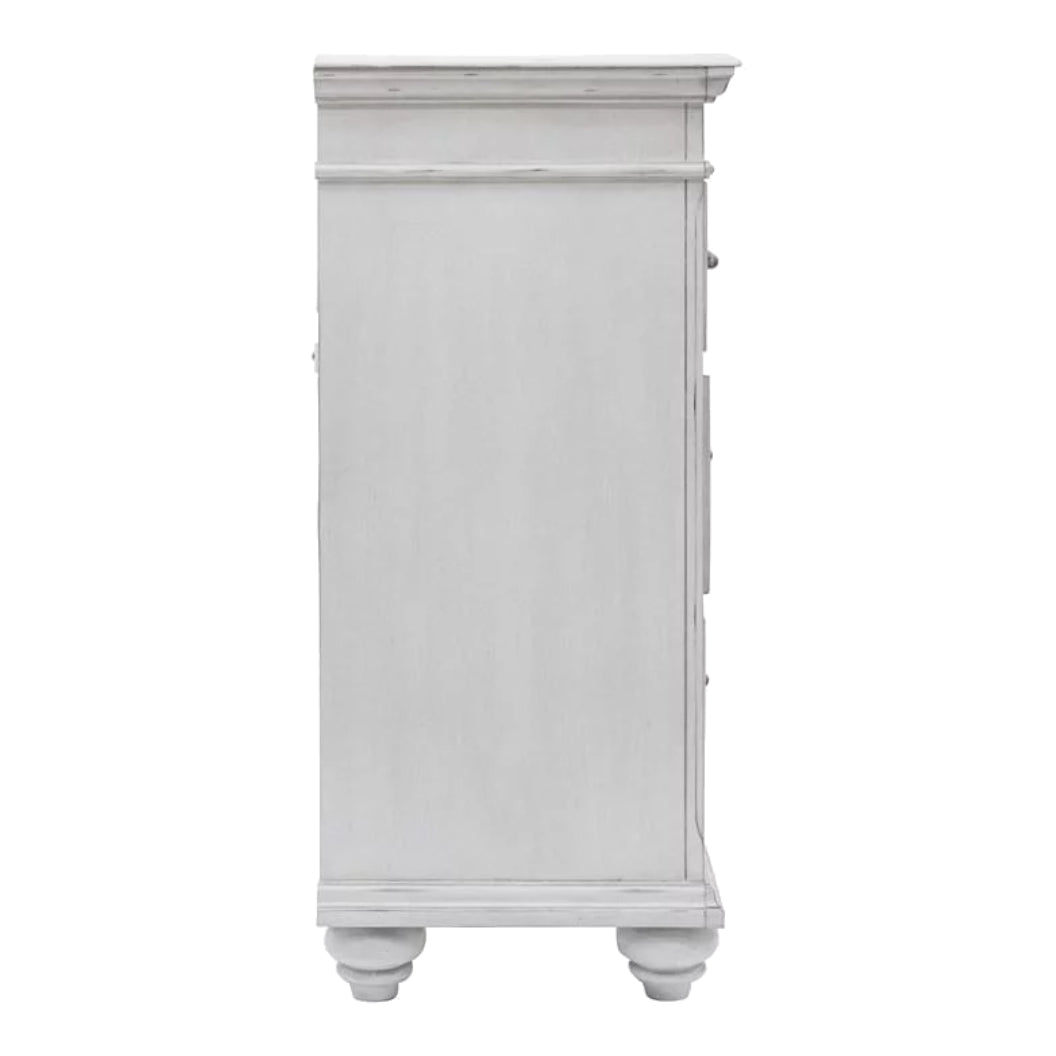 Bureau à 9 tiroirs en bois et placage blanc - Kanwyn