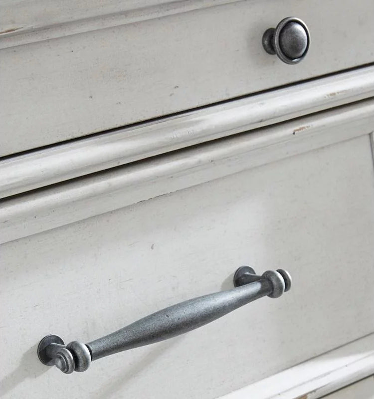 Bureau à 9 tiroirs en bois et placage blanc - Kanwyn