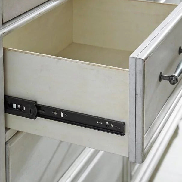 Table de chevet en bois/placage blanc avec 3 tiroirs - Kanwyn