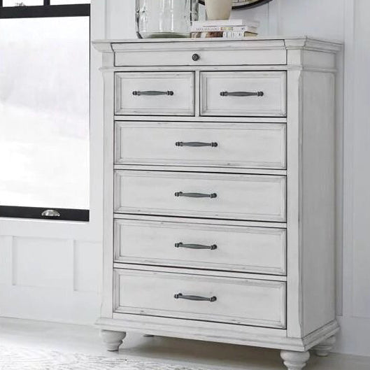 Commode à 7 tiroirs en bois/placage blanc - Kanwyn