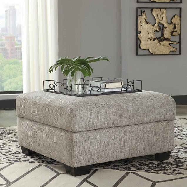 Ottoman en tissu gris pâle avec rangement - Megginson