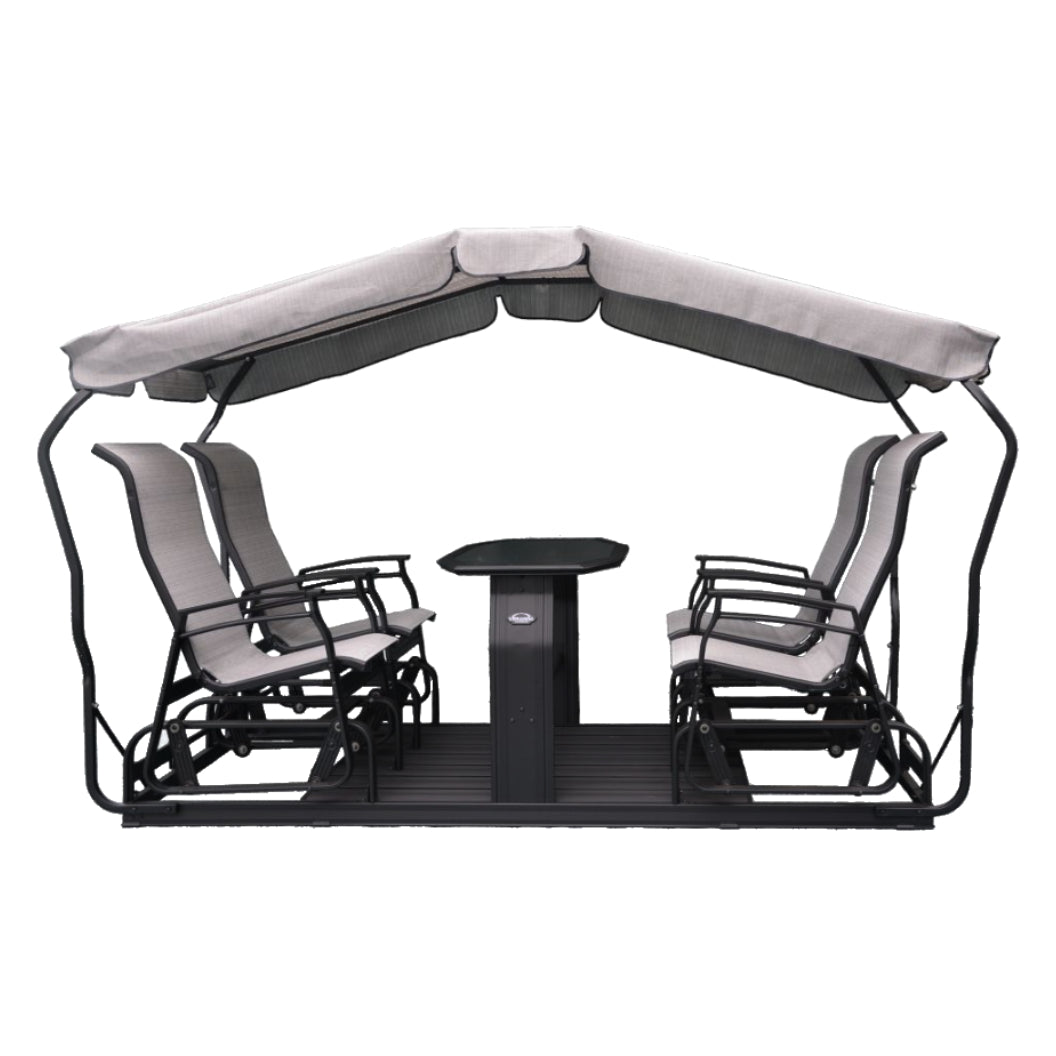 Balançoire indépendante 4 chaises en tissu avec une structure en aluminium - Kaza