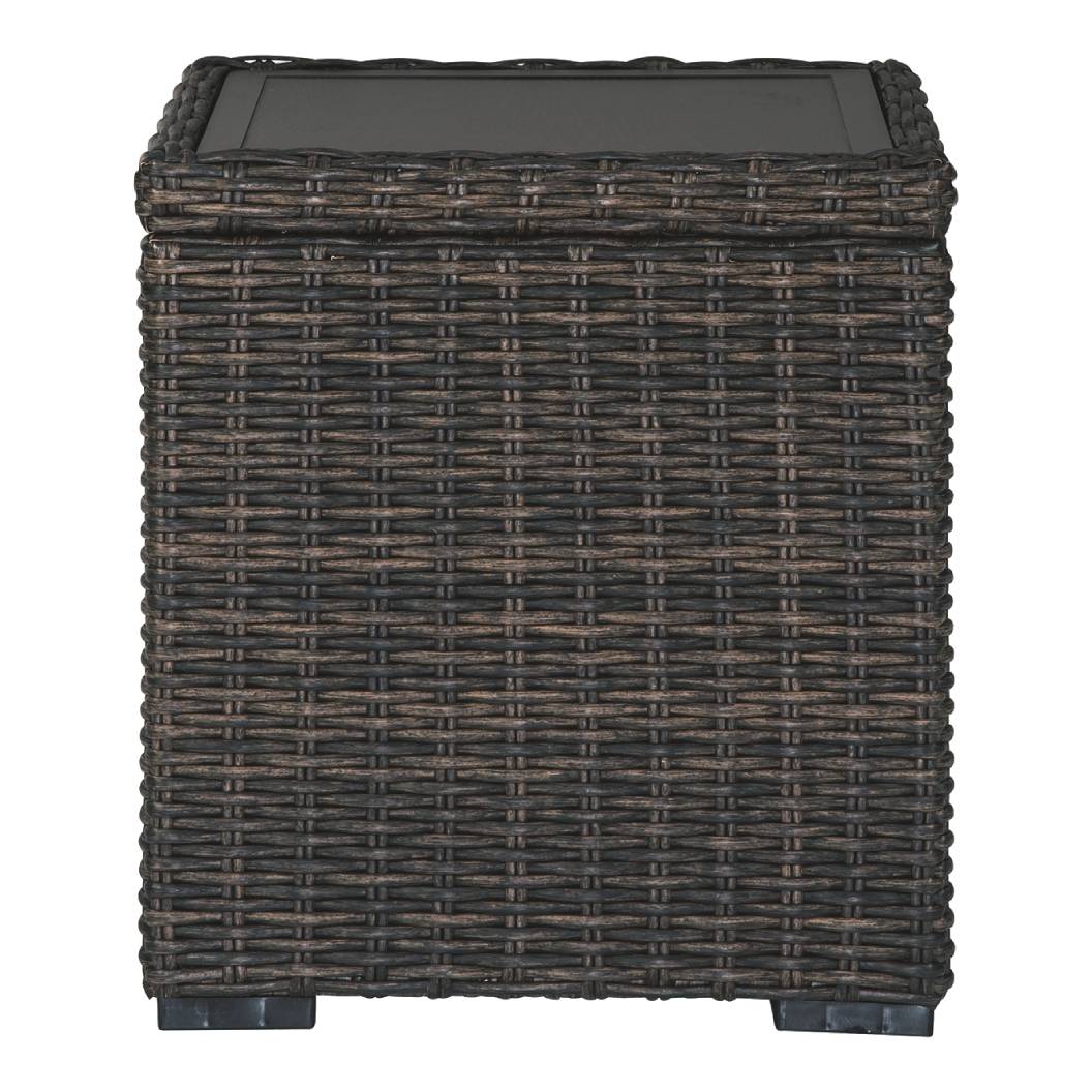 Table d'appoint extérieure en résine tressée brune - Grasson Lane