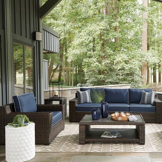 Table d'appoint extérieure en résine tressée brune - Grasson Lane