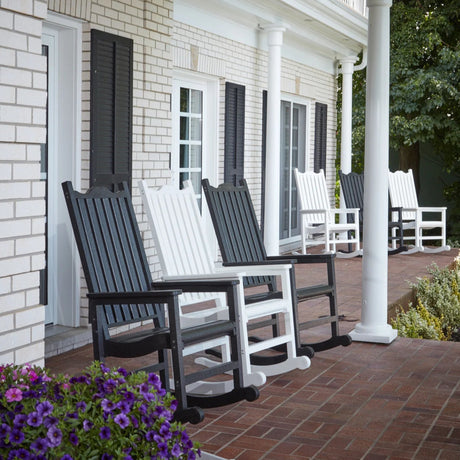 Chaise berçante extérieure grise foncée en plastique recyclé