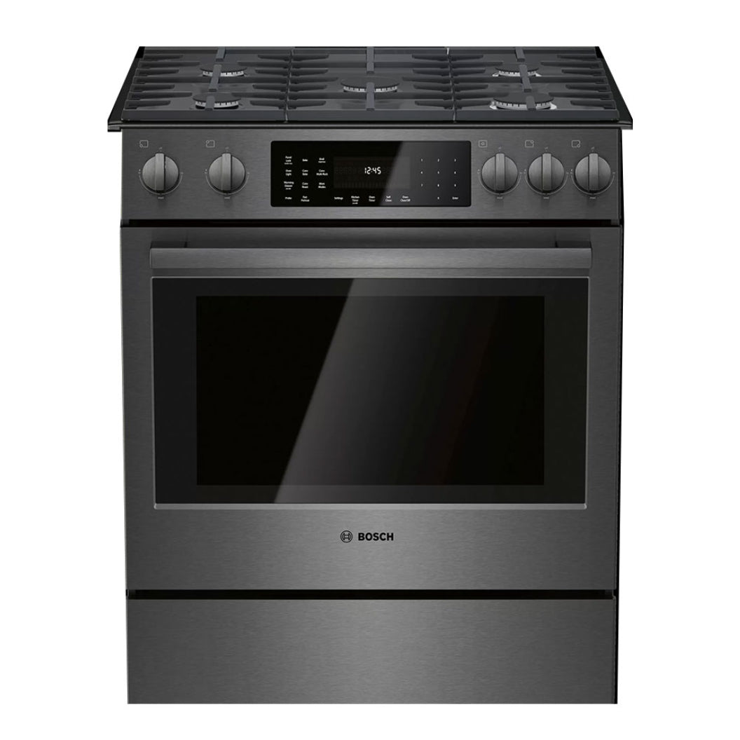 Cuisinière au gaz encastrable 30 po 4,8 pi³ Inox noir - Série 800 - Convection uniforme & Tiroir réchaud