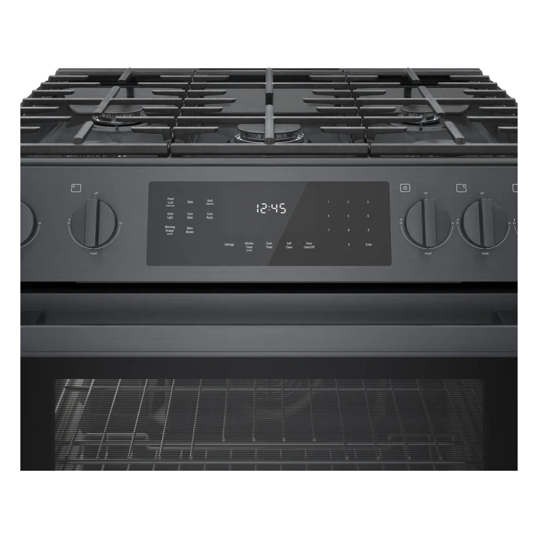 Cuisinière au gaz encastrable 30 po 4,8 pi³ Inox noir - Série 800 - Convection uniforme & Tiroir réchaud