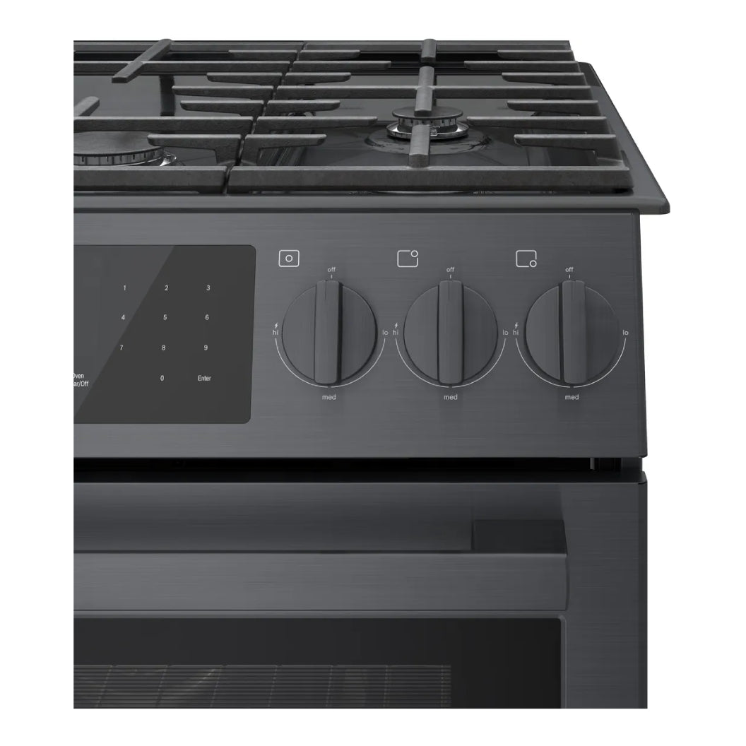 Cuisinière au gaz encastrable 30 po 4,8 pi³ Inox noir - Série 800 - Convection uniforme & Tiroir réchaud