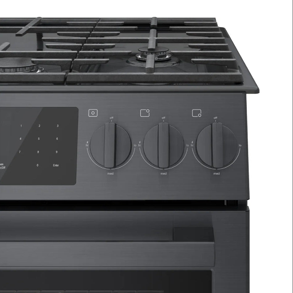 Cuisinière au gaz encastrable 30 po, 4,8 pi³ Inox noir Brûleurs scellés, Convection et Tiroir-réchaud - Série 800