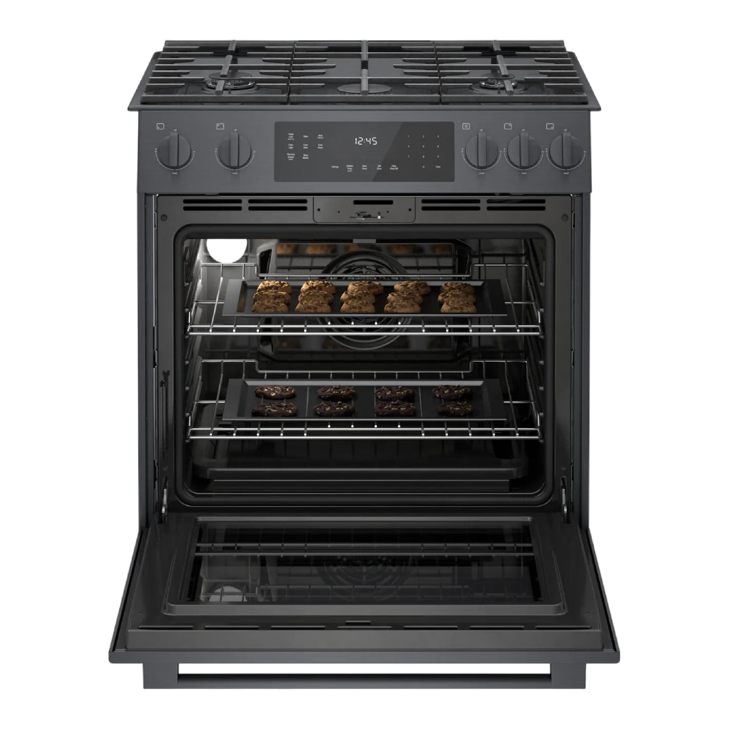 Cuisinière au gaz encastrable 30 po 4,8 pi³ Inox noir - Série 800 - Convection uniforme & Tiroir réchaud
