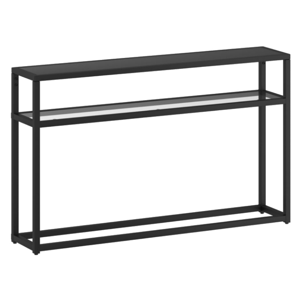 Table console en bois d'ingénierie et métal noir mat - Quinn