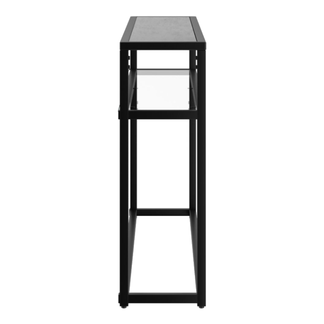 Table console en bois d'ingénierie et métal noir mat - Quinn