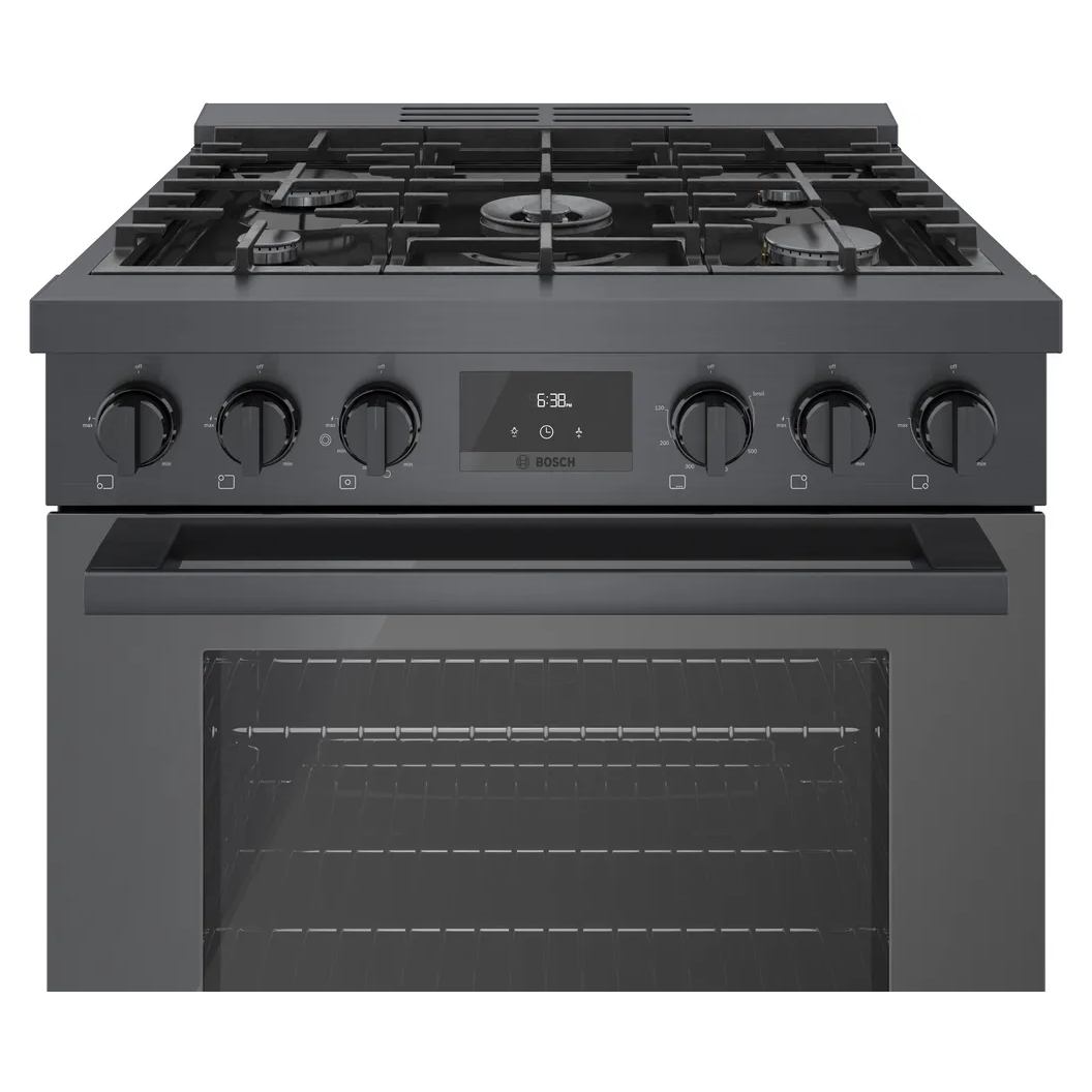 Cuisinière au gaz 30 po, 3,7 pi³ Inox noir - Série 800 avec 5 brûleurs
