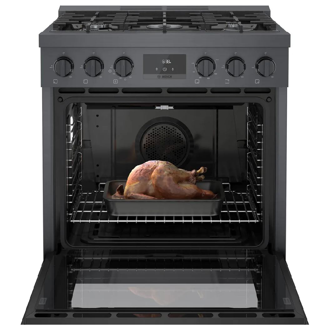 Cuisinière au gaz 30 po, 3,7 pi³ Inox noir - Série 800 avec 5 brûleurs