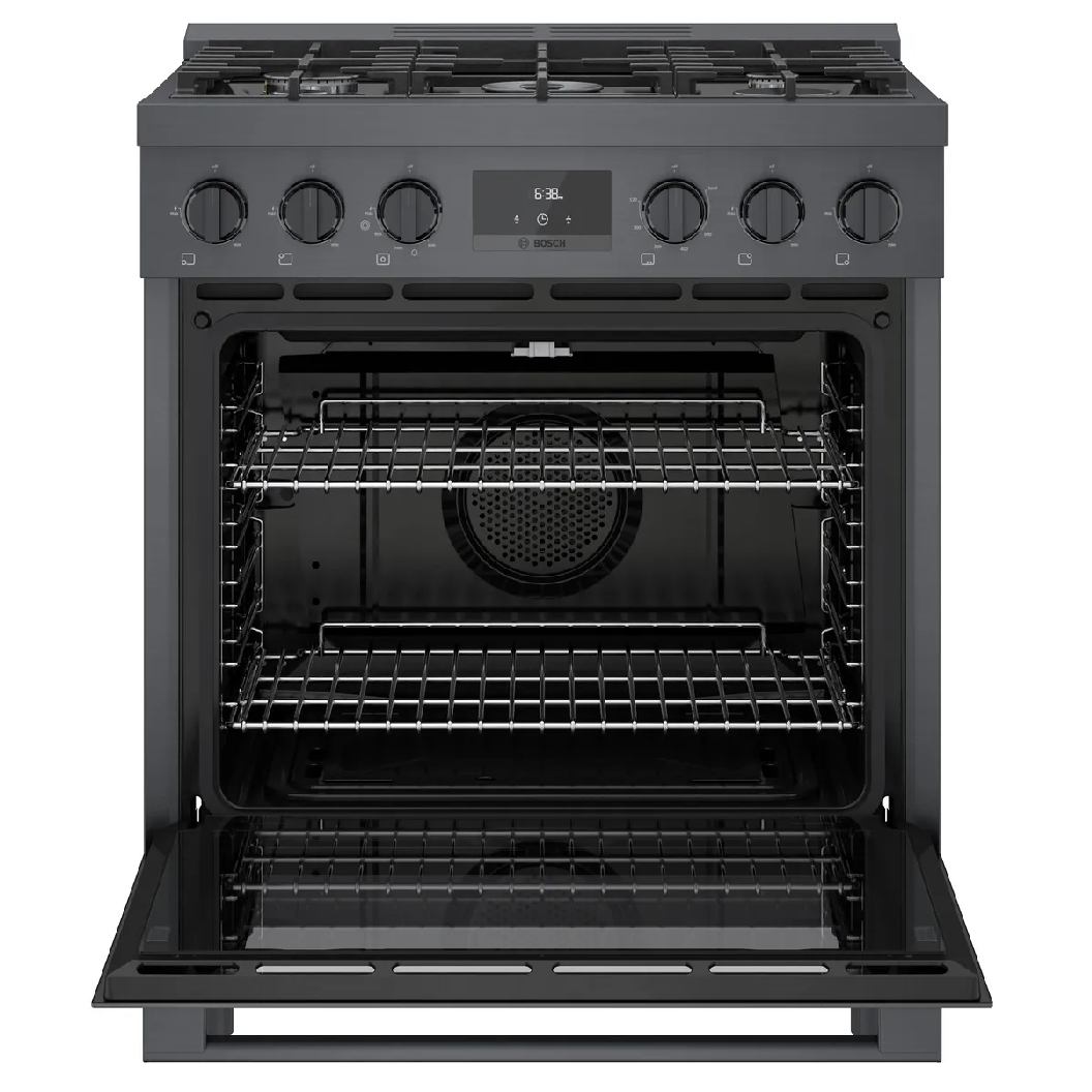 Cuisinière au gaz 30 po, 3,7 pi³ Inox noir - Série 800 avec 5 brûleurs