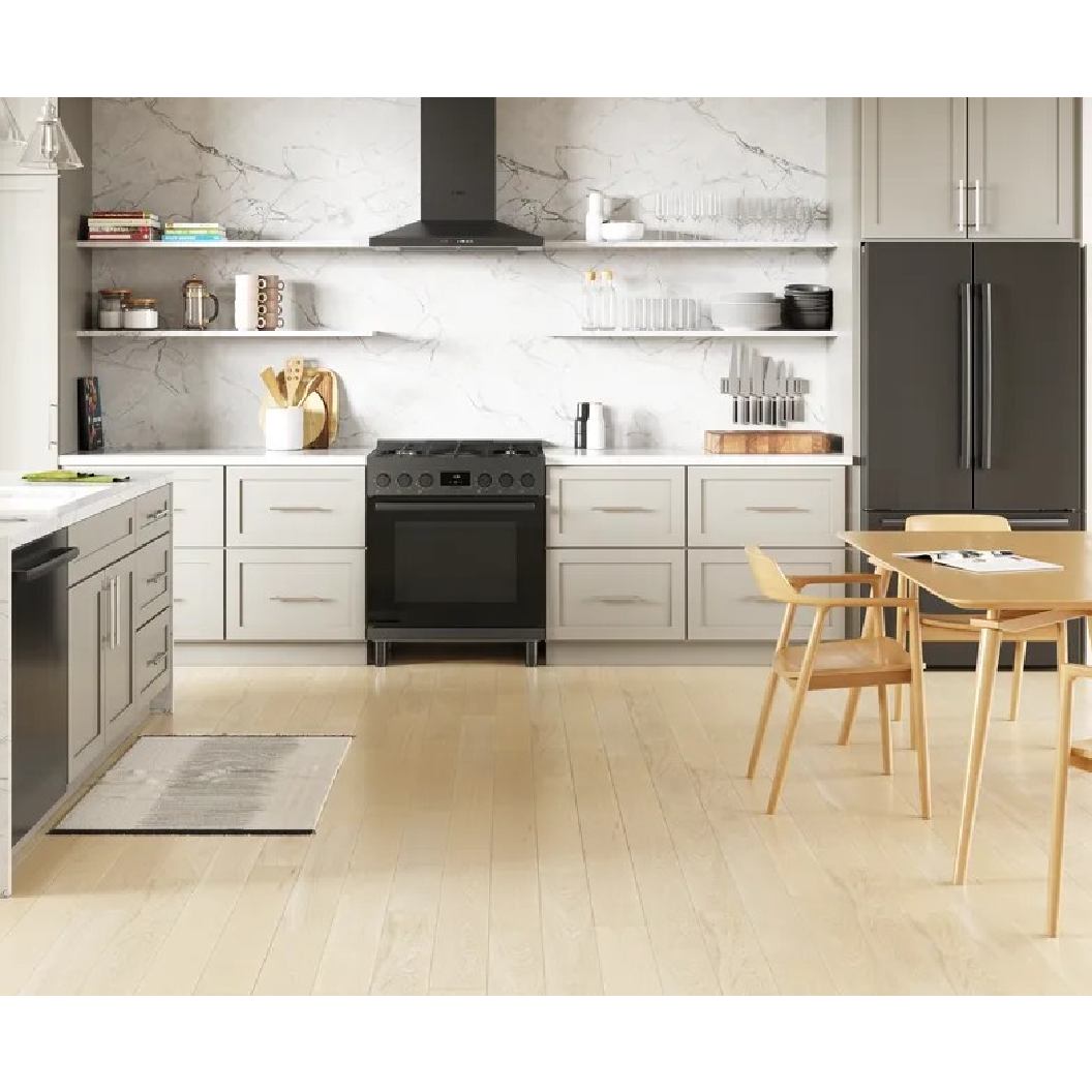 Cuisinière au gaz 30 po, 3,7 pi³ Inox noir - Série 800 avec 5 brûleurs