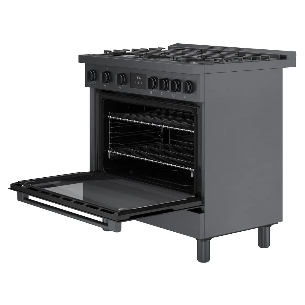Cuisinière au gaz 36 po, 3,4 pi³ Inox Noir - Série 800 avec 6 brûleurs