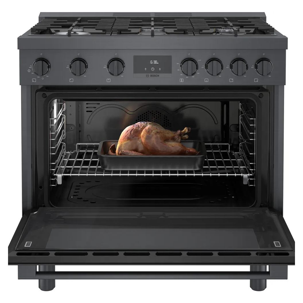 Cuisinière au gaz 36 po, 3,4 pi³ Inox Noir - Série 800 avec 6 brûleurs