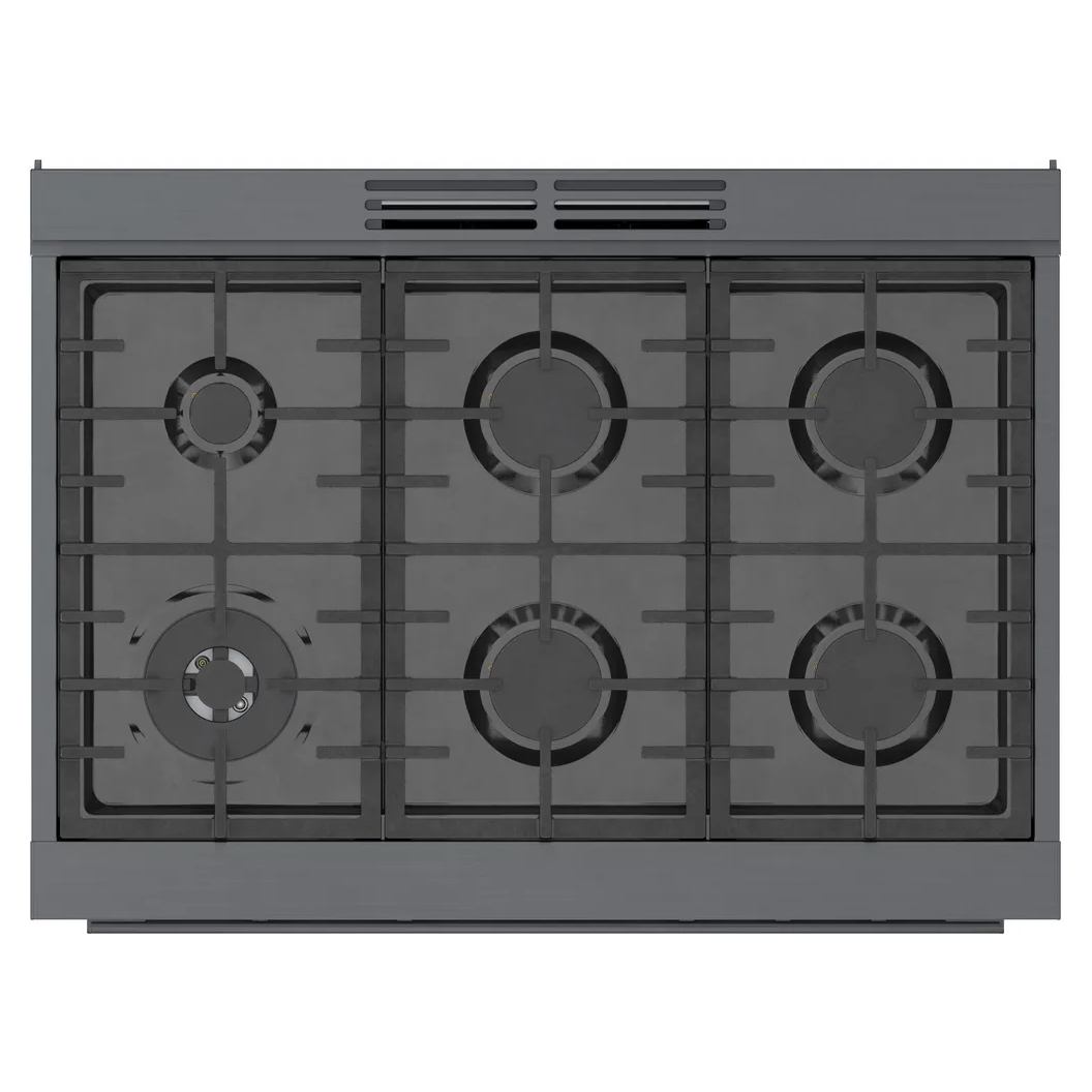 Cuisinière au gaz 36 po, 3,4 pi³ Inox Noir - Série 800 avec 6 brûleurs