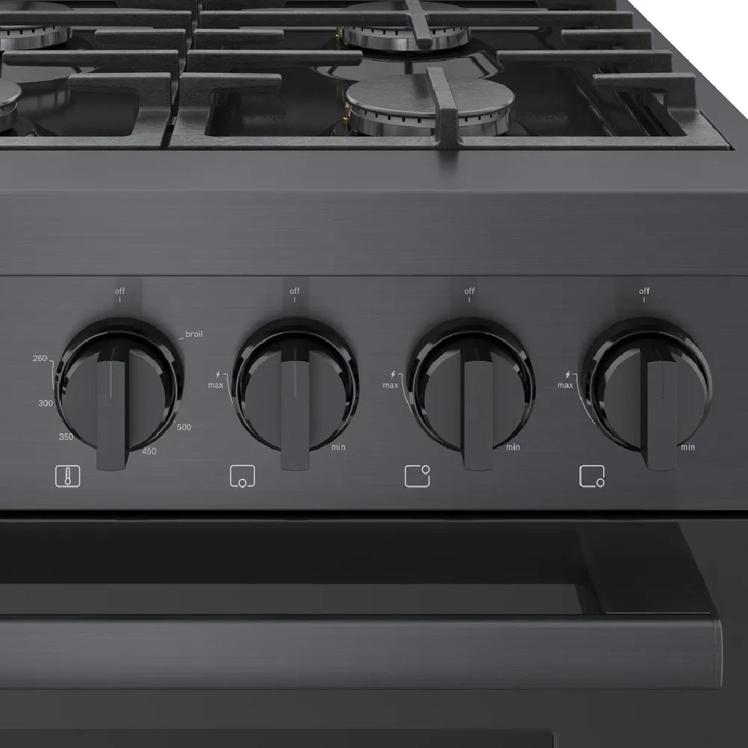 Cuisinière au gaz 36 po, 3,4 pi³ Inox Noir - Série 800 avec 6 brûleurs