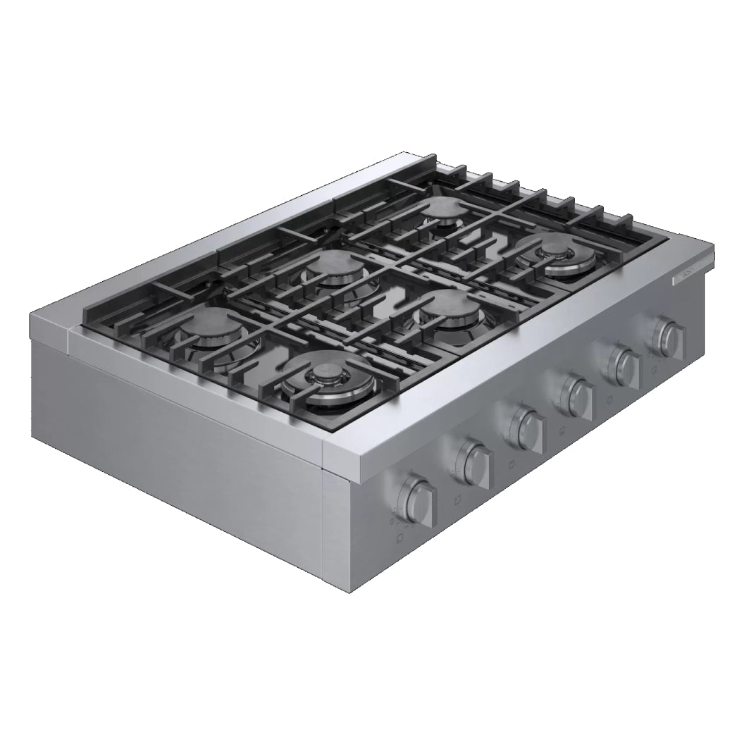 Plaque de cuisson au gaz 36 po Inox - Série 800 avec 6 brûleurs