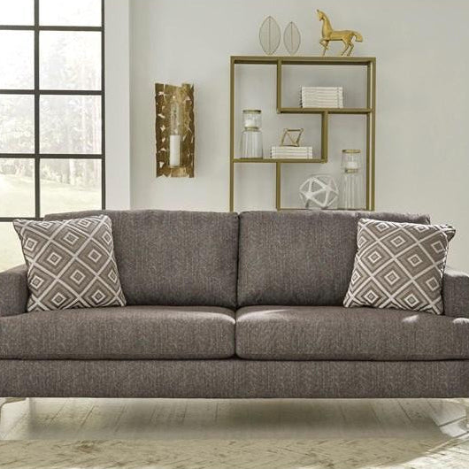 Sofa condo en tissu brun grisâtre avec coussins - Arcola