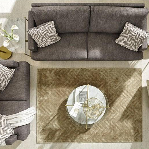 Sofa condo en tissu brun grisâtre avec coussins - Arcola