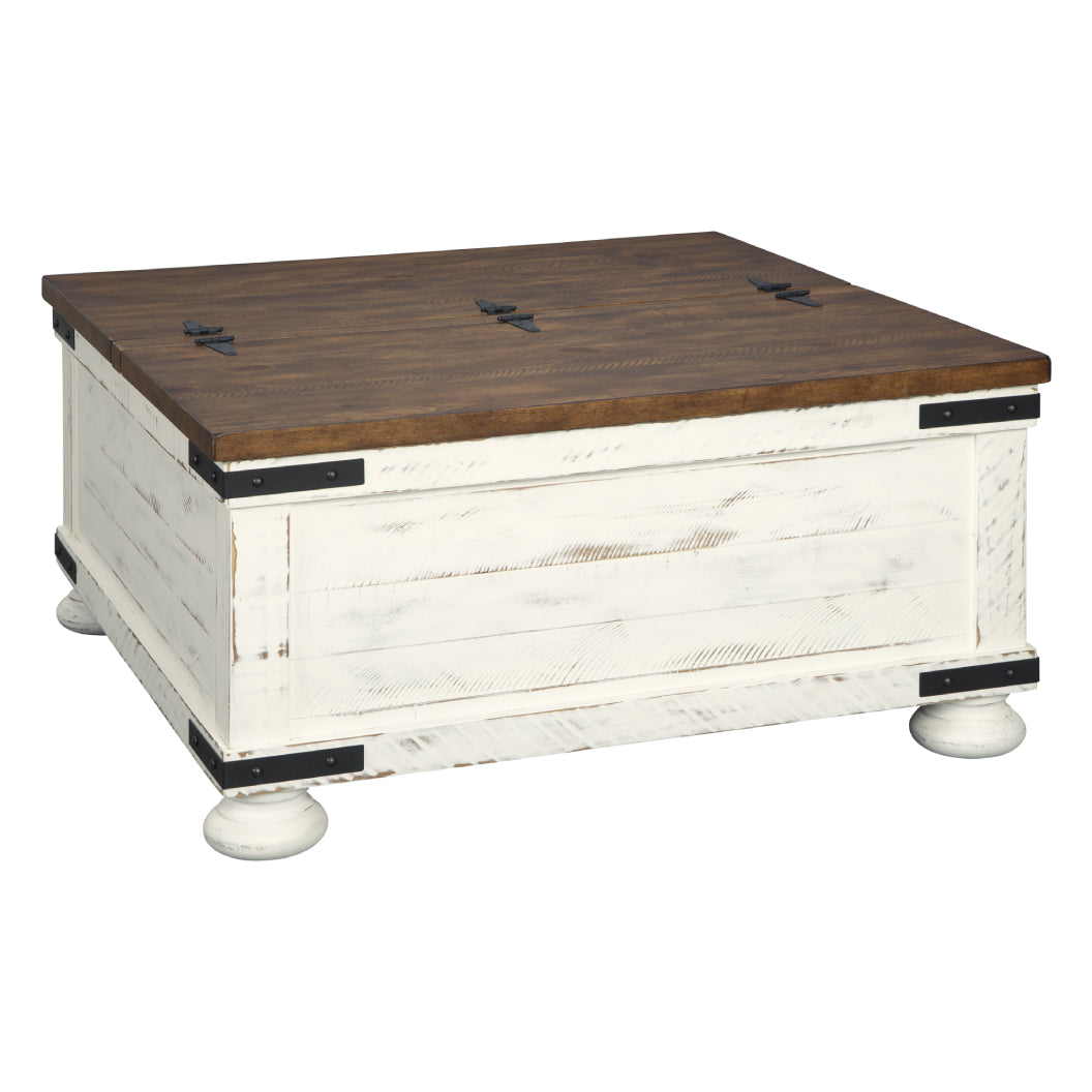 Table basse en bois/placage bicolore avec plateau relevable à deux côtés - Wystfield