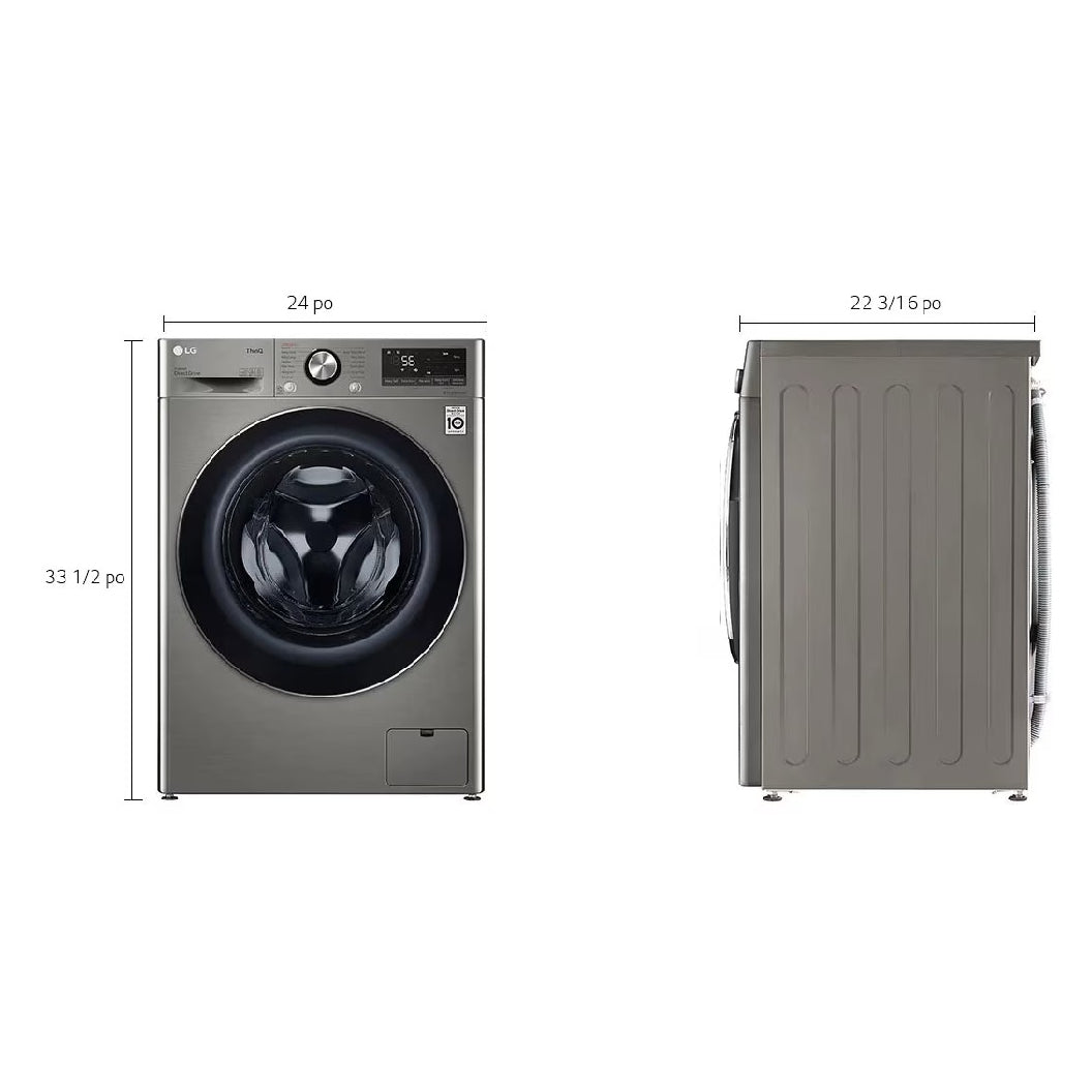 Unité combinée laveuse-sécheuse frontale 24 po, 2,6 pi³ Inox graphite avec IA DD™ et TurboWash 360™