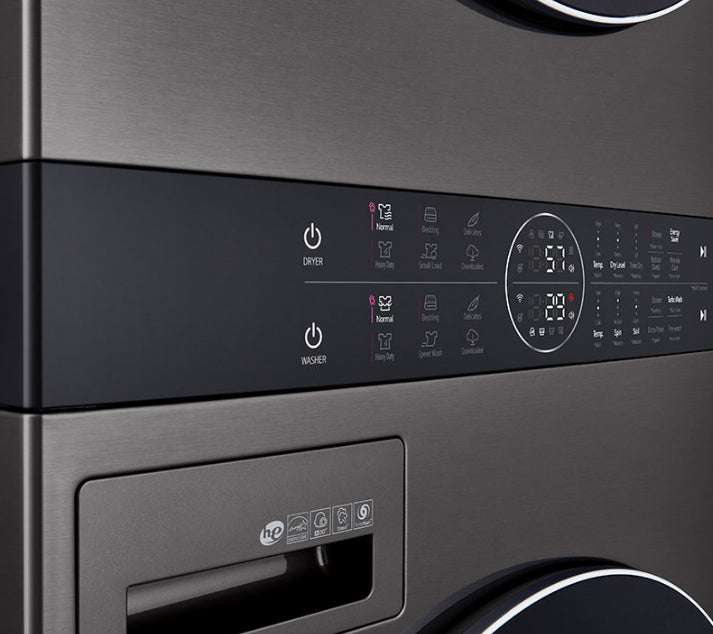 Tour de lavage à chargement frontal 27 po, 5,2 pi³/7,4 pi³ Inox noir avec TurboWash 360ᴹᴰ et TurboSteamᴹᴰ