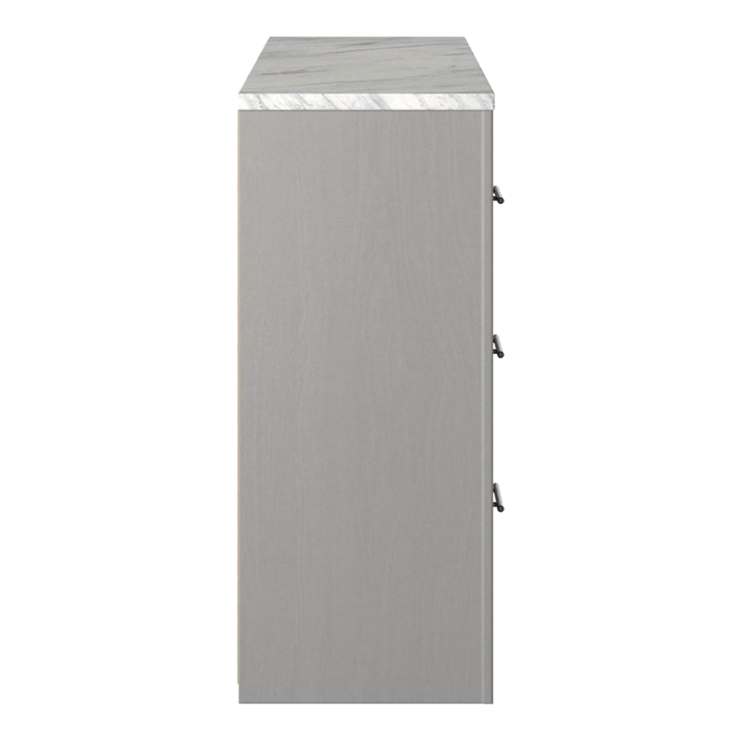 Bureau à 6 tiroirs en marbre blanc et bois gris - Cottonburg