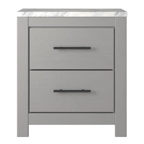 Table de chevet à 2 tiroirs en faux marbre et bois gris - Cottenburg