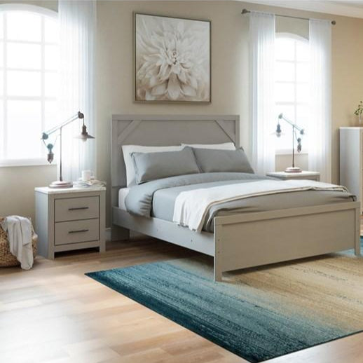 Table de chevet à 2 tiroirs en faux marbre et bois gris - Cottenburg