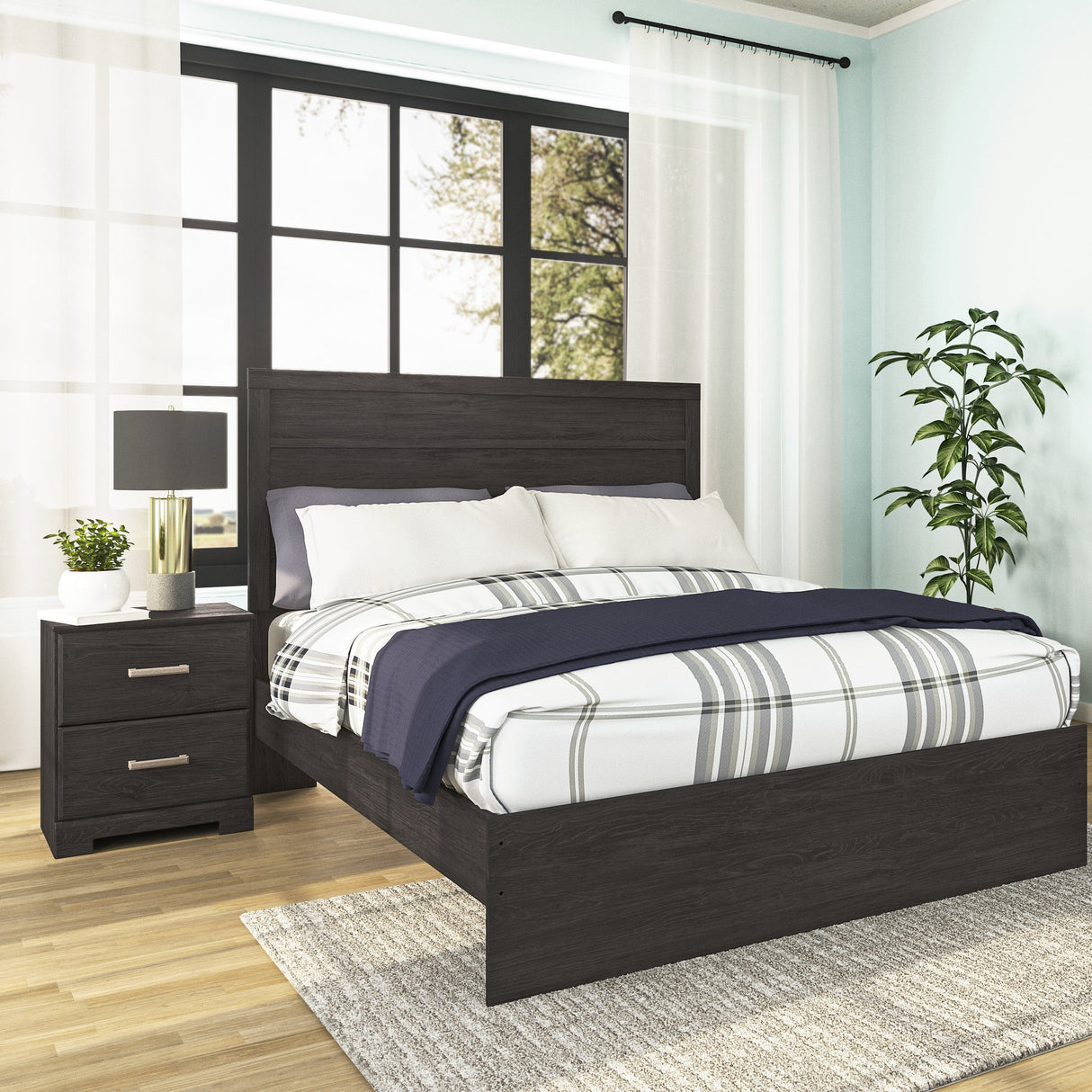 Table de chevet Noir en bois - Belachime