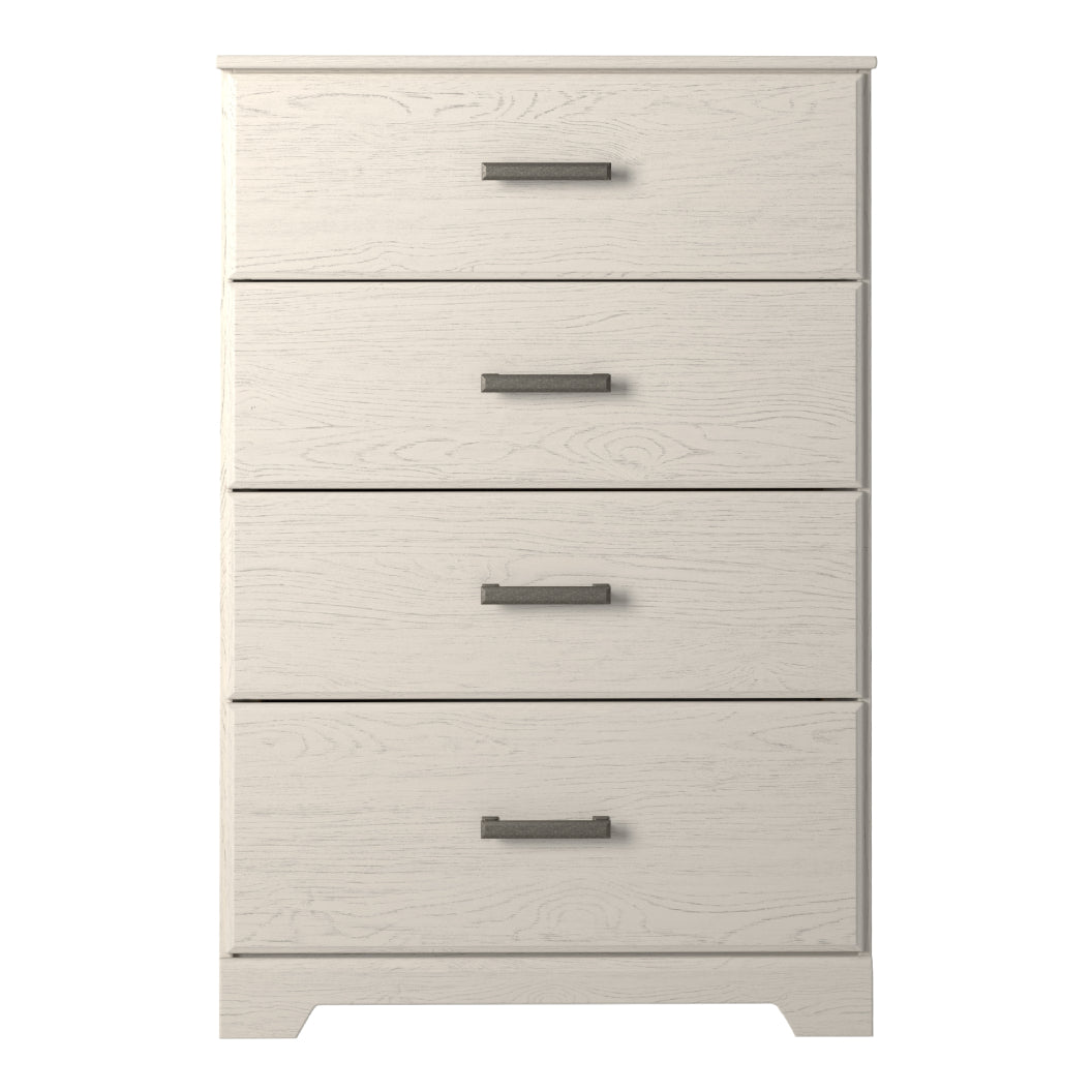 Commode à 4 tiroirs en bois/placage blanc - Stelsie