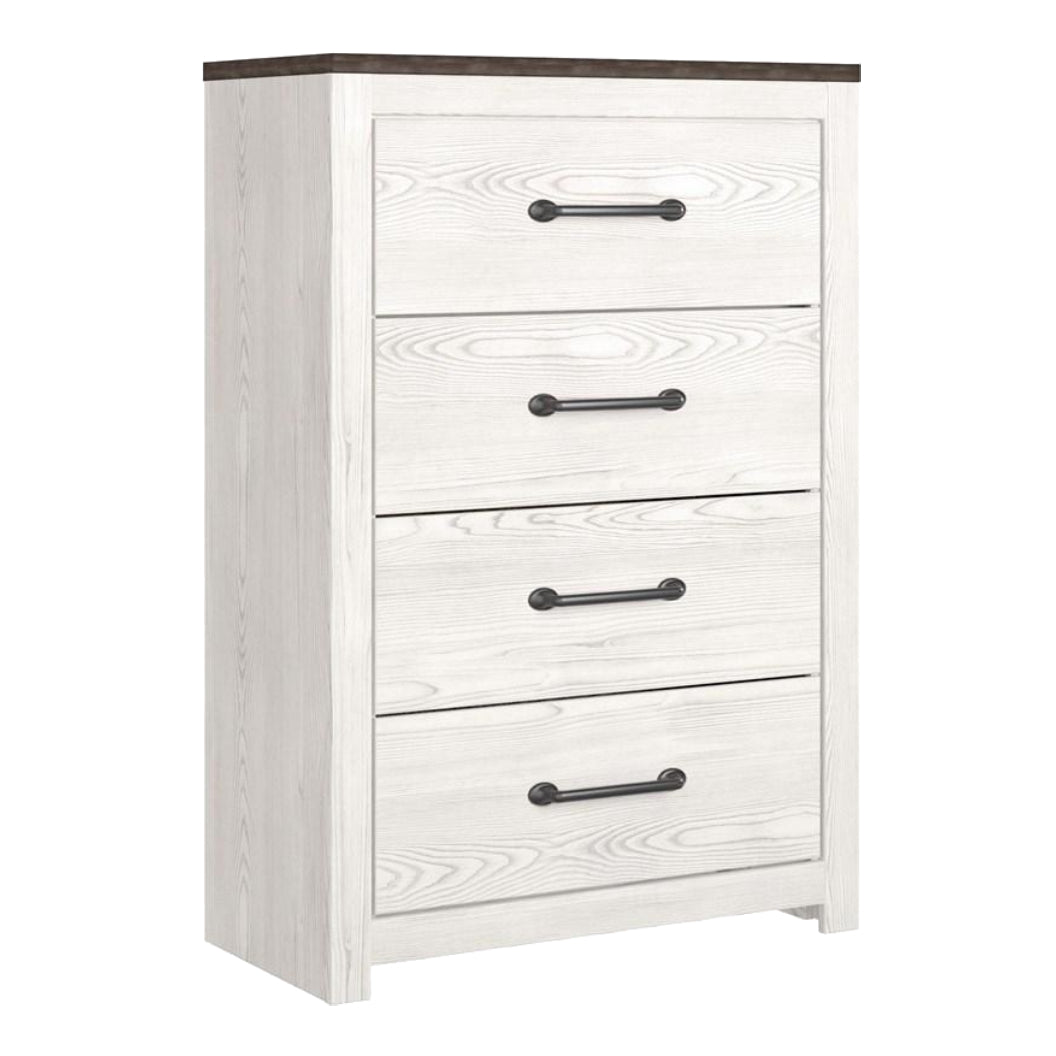 Commode à 4 tiroirs en bois/placage bicolore - Gerridan