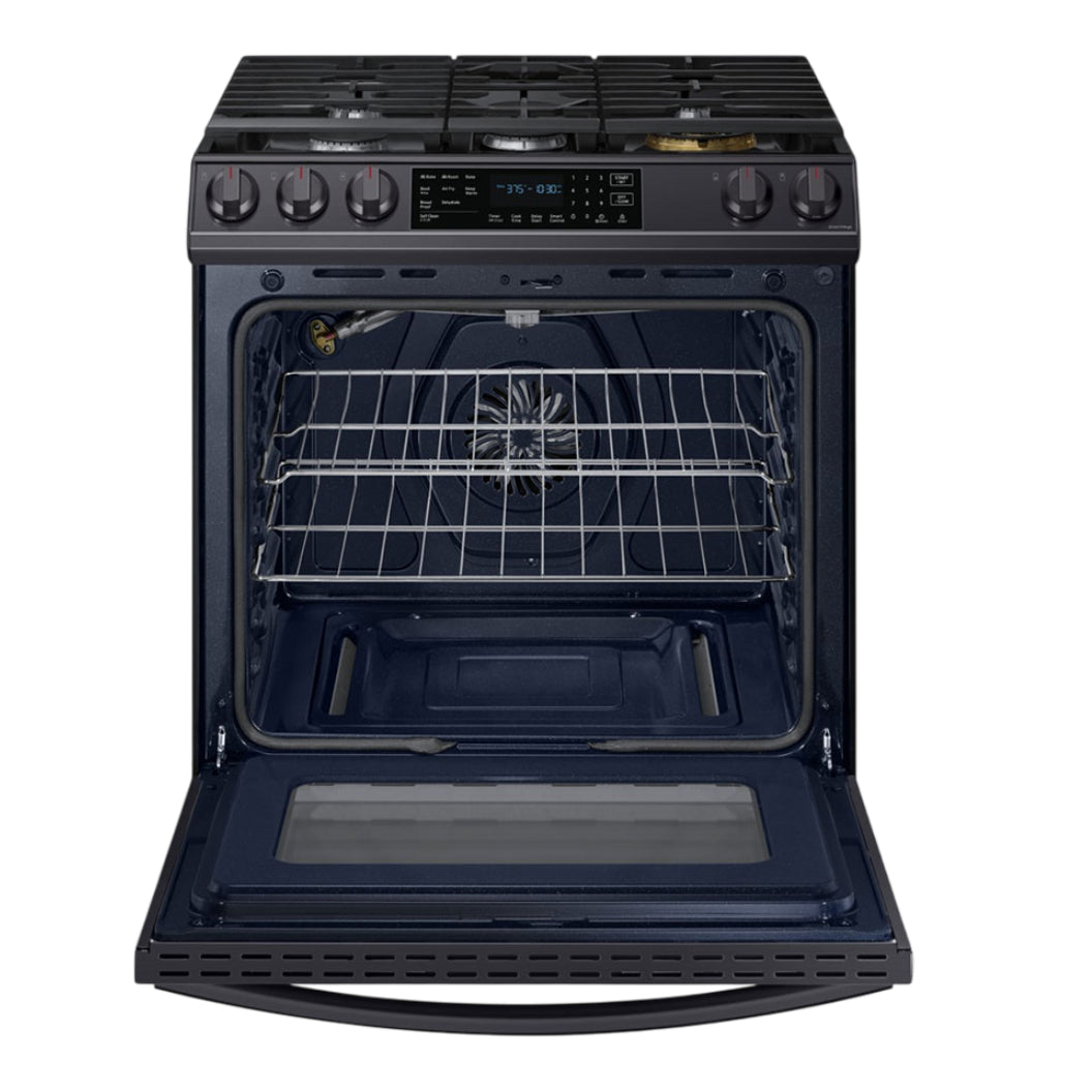 Cuisinière au gaz encastrable 30 po, 6,0 pi³ Inox noir avec Air Fry, Wi-Fi et Autonettoyage