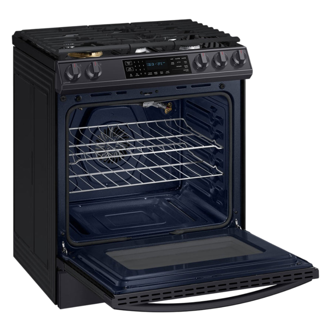 Cuisinière au gaz encastrable 30 po, 6,0 pi³ Inox noir avec Air Fry, Wi-Fi et Autonettoyage